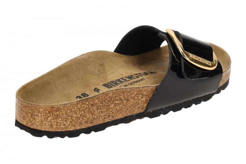Birkenstock Madrid Big Buckle Pantolette schwarz Lack SCHMAL 1027785