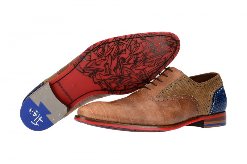 Floris van Bommel Schuhe braun croco 19104