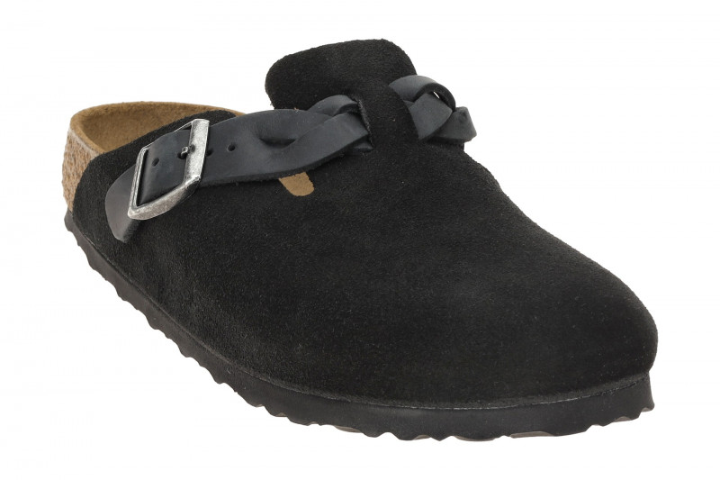 Birkenstock Boston Braided Clogs Pantolette schwarz SCHMAL 1030497