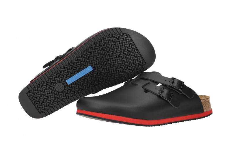 Birkenstock Kay Pantolette Clogs schwarz rot Normal-Weit 582634