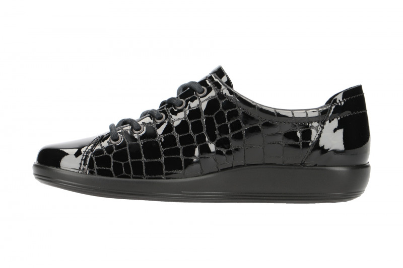 Ecco Soft 2 Schuhe schwarz croco Lack
