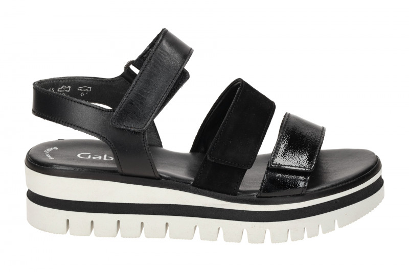 Gabor Plateau Sandalen schwarz Leder Mix 64.620.37