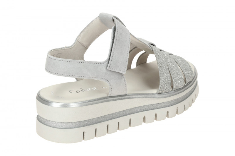 Gabor Plateau Sandalen grau Glitzer T-Steg 64.625.19
