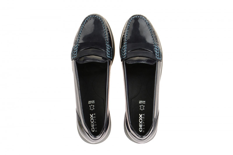 Geox Lack Mokassin Slipper blau AVERY