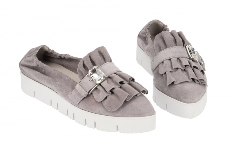 K&S Pia XXL Ballerinas grau crystal