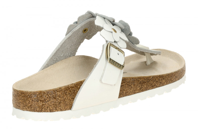 Birkenstock Gizeh Pantolette weiß Blumen SCHMAL 1026735
