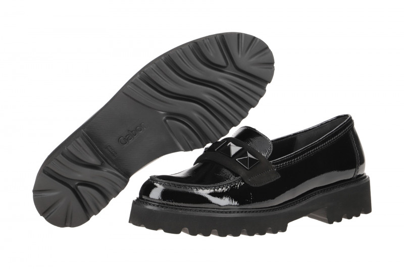 Gabor Schuhe Slipper schwarz Lack 35.243.97