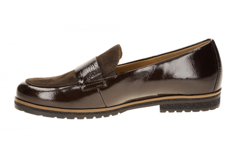 Gabor Schuhe Slipper braun Lack Velour Loafer 4005.01