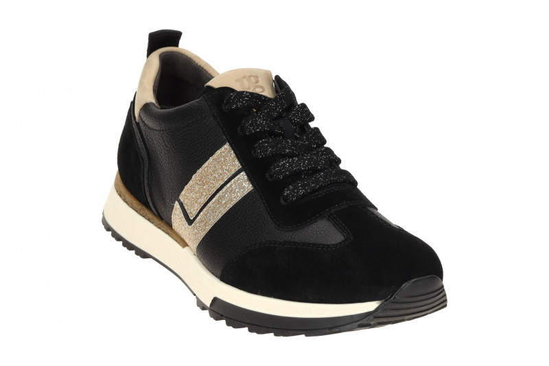 Paul Green Sneaker Schuhe schwarz beige Glitzer 5392
