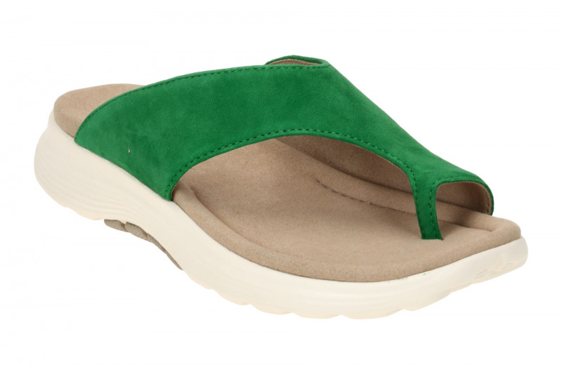 Gabor RollingSoft Zehentrenner Pantolette grün Velour 46.812.34