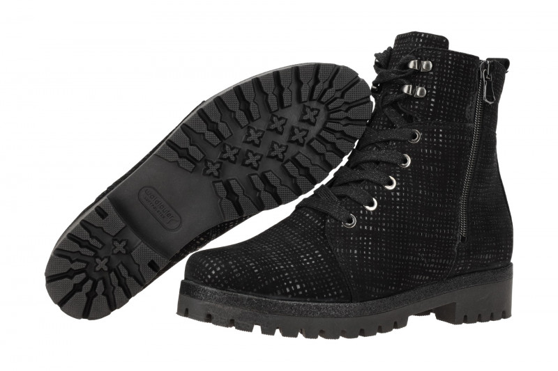 Waldläufer Hanako Stiefel schwarz Lackmuster 338813