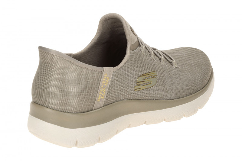 Skechers Summits Schuhe taupe grau Glitzer SLIP-INS 150128