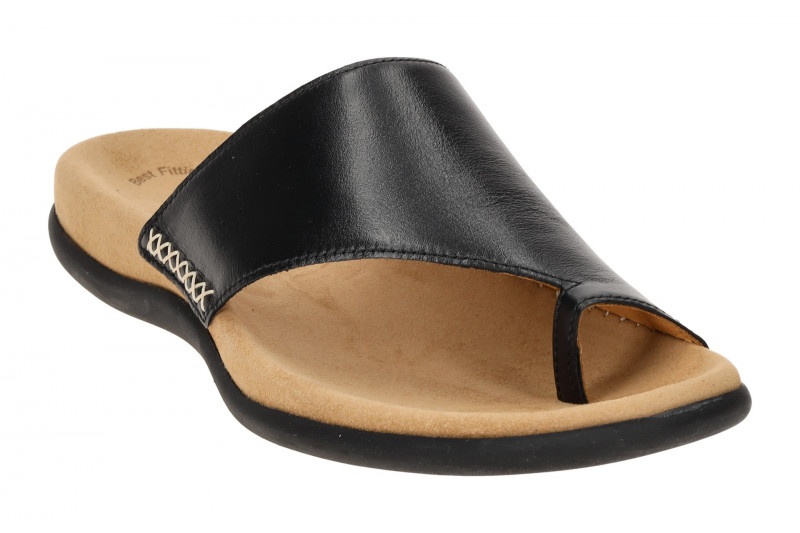 Gabor Pantolette schwarz Nappa Zehentrenner