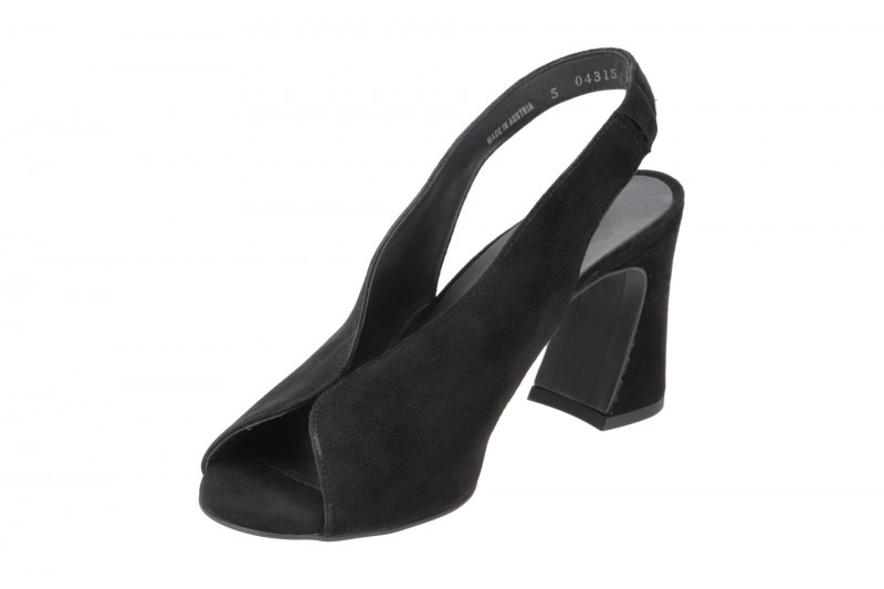 Paul Green Sandalette Peeptoe schwarz Samt 6038