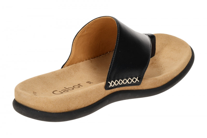 Gabor Pantolette schwarz Nappa Zehentrenner