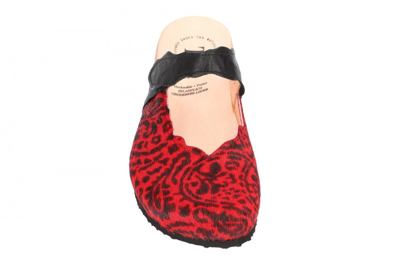 Think Julia Pantolette Clogs rot schwarz Fell