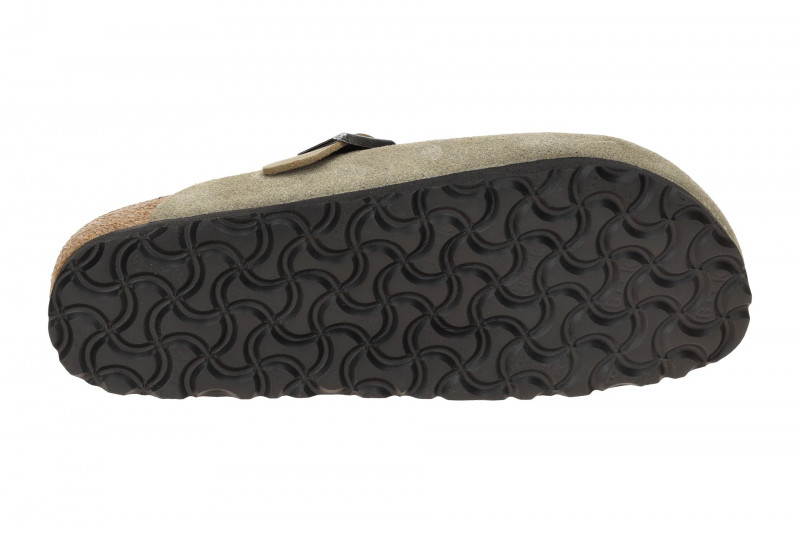 Birkenstock Boston Braided Pantolette grau Velour SCHMAL-WEIT 1026694