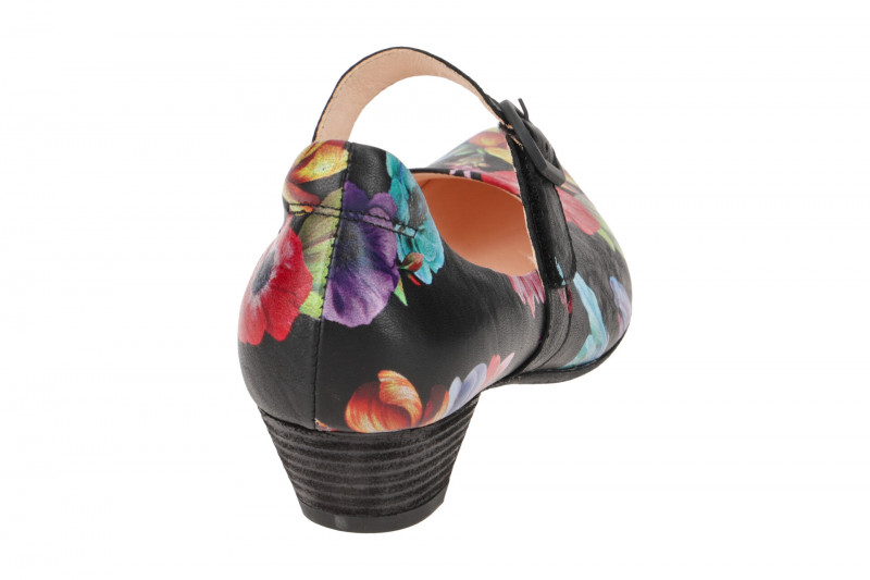 Think Aida 532 Riemchen Pumps schwarz bunte Blumen