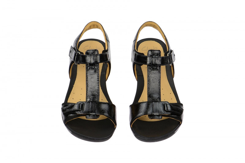 Clarks Un Voshell Sandale schwarz Lack