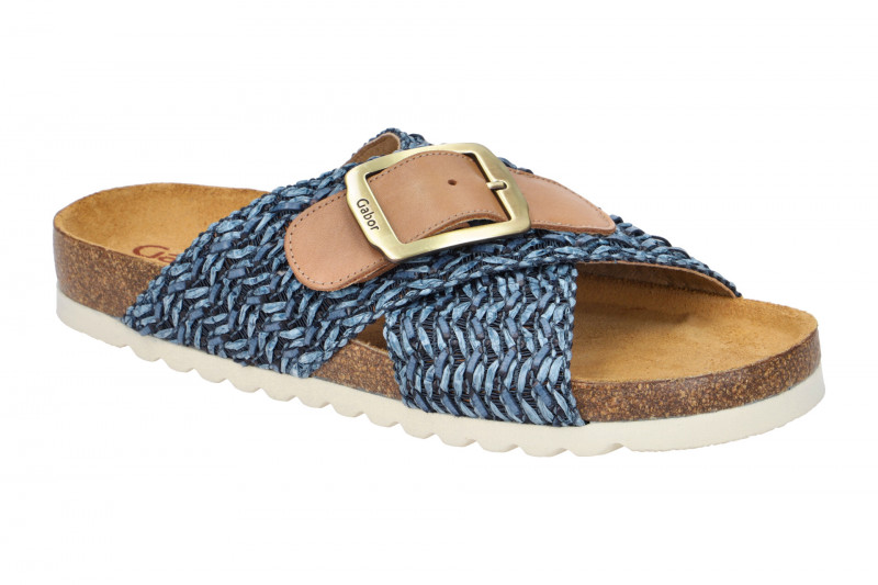 Gabor Pantolette blau Bast braun Nappa 83.032.46
