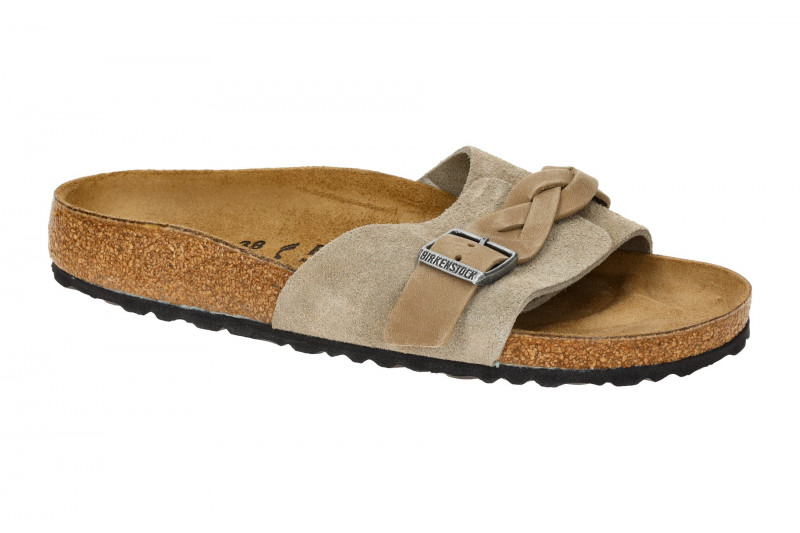 Birkenstock Oita Braided Pantolette grau braun taupe SCHMAL 1026730