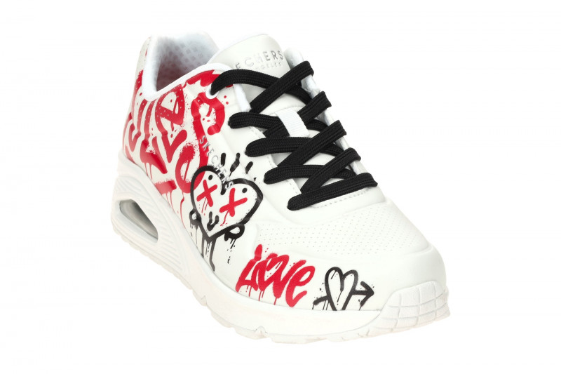 Skechers Uno Schuhe weiß rot Graffiti 177082