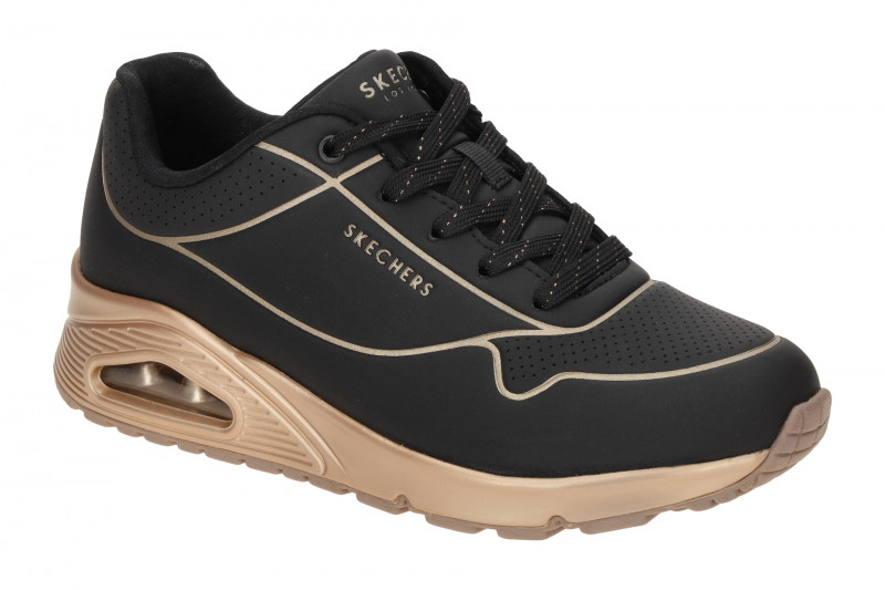 Skechers Uno Schuhe schwarz gold Linien 177087