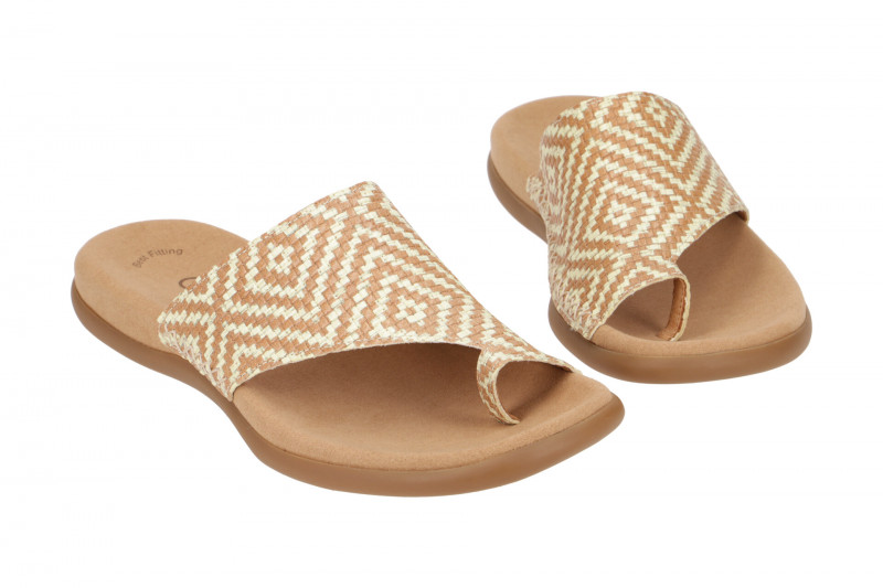 Gabor Zehentrenner Pantolette braun beige Flecht