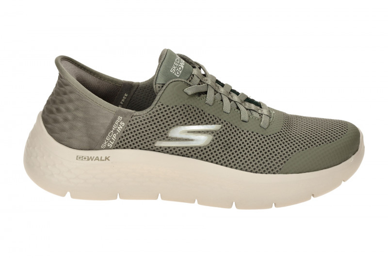 Skechers Go Walk Flex Schuhe olive grün Slip Ins 124836