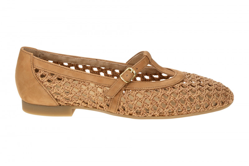 Paul Green Mary Jane Ballerinas braun geflochten 1143