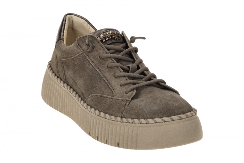 Gabor Schuhe taupe braun Plateau Sneakers Strass-Schmuck 73.243.18