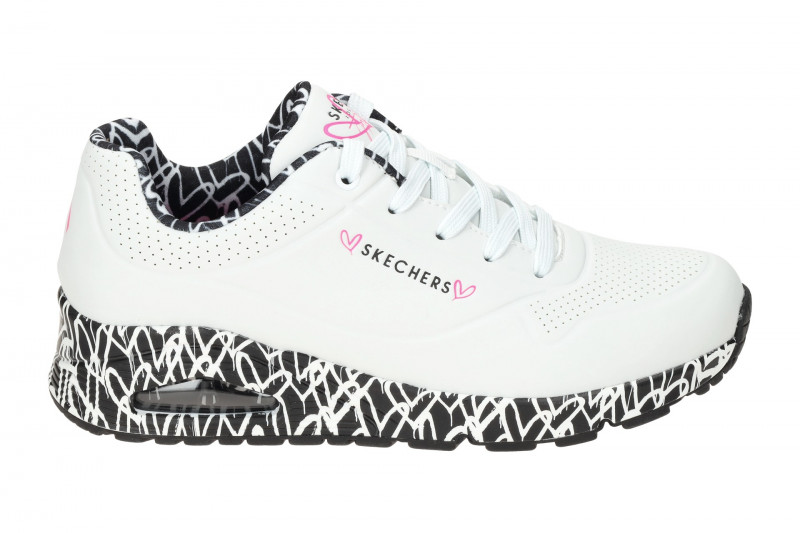 Skechers Uno Schuhe weiß schwarz Lovewall 155506