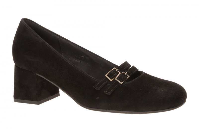 Gabor Schuhe Pumps schwarz Samt Spangen 3022.02.001