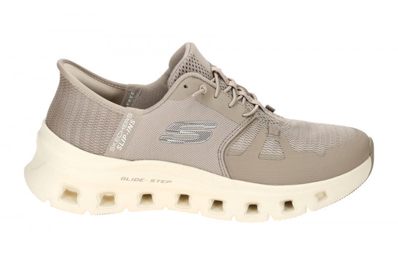 Skechers Glide Step Schuhe taupe braun Damen SLIP INS 150420