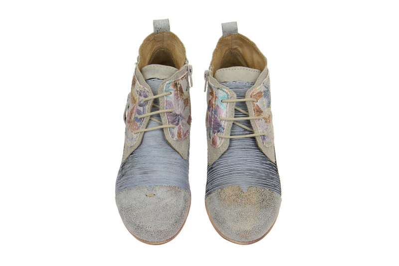 Charme Stiefelette grau blau Blumen 0064