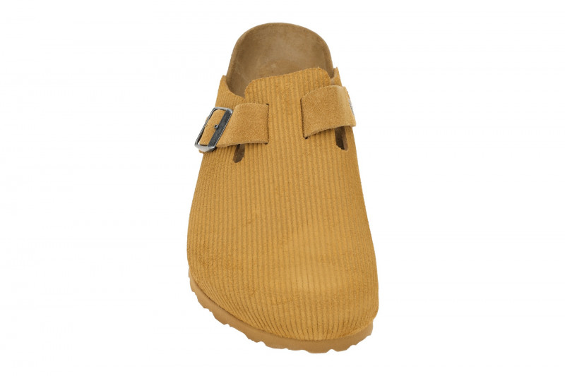 Birkenstock Boston BS Pantolette hellbraun Velour Normal-Weit 1025647