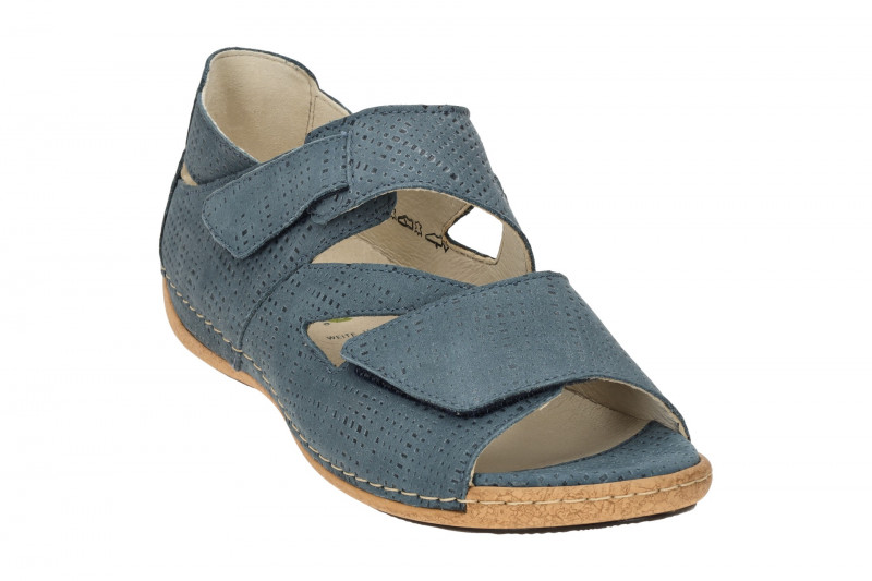 Waldläufer Heliett Sandale blau Klett H-Weite 342025
