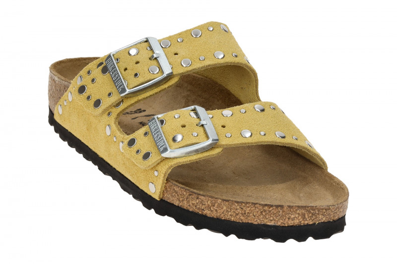Birkenstock Arizona Rivet Border Pantolette gelb SCHMAL 1029362
