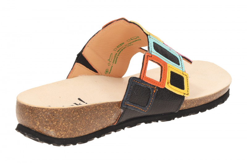 Think Julia Pantolette Zehentrenner schwarz bunt Viereck 1136