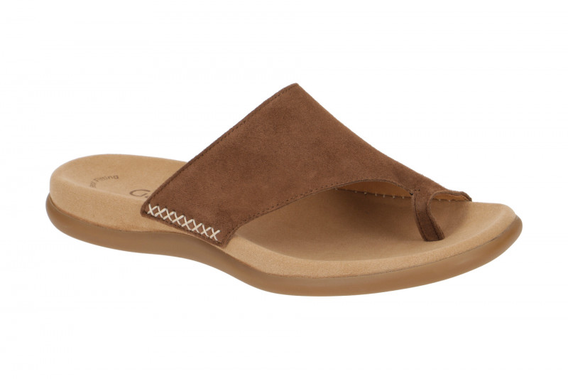 Gabor Zehentrenner Pantolette braun samt