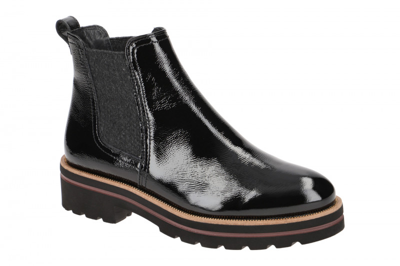 Paul Green Chelsea-Stiefelette schwarz grau Lack 9654