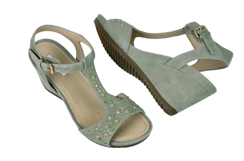 Geox Rorie Keilsandale in sage grau D32P3F