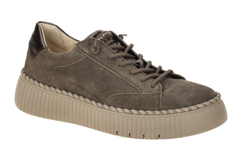 Gabor Schuhe taupe braun Plateau Sneakers Strass-Schmuck 73.243.18