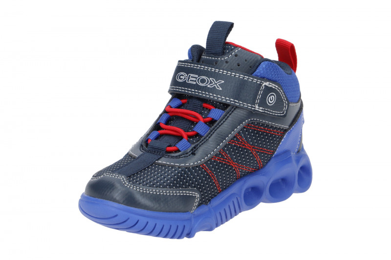 Geox Wroom Kinder Schuhe blau rot Blinker J26GAA