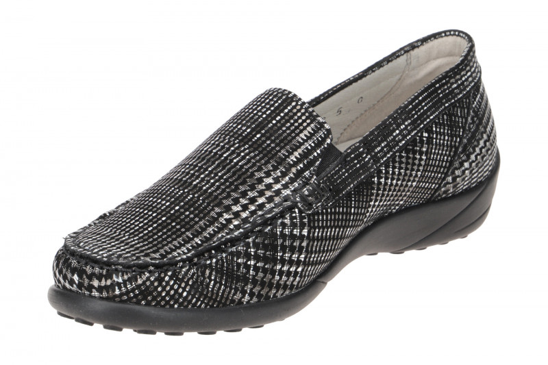 Waldläufer Kläre Slipper schwarz weiß K-Weite OrthoTritt