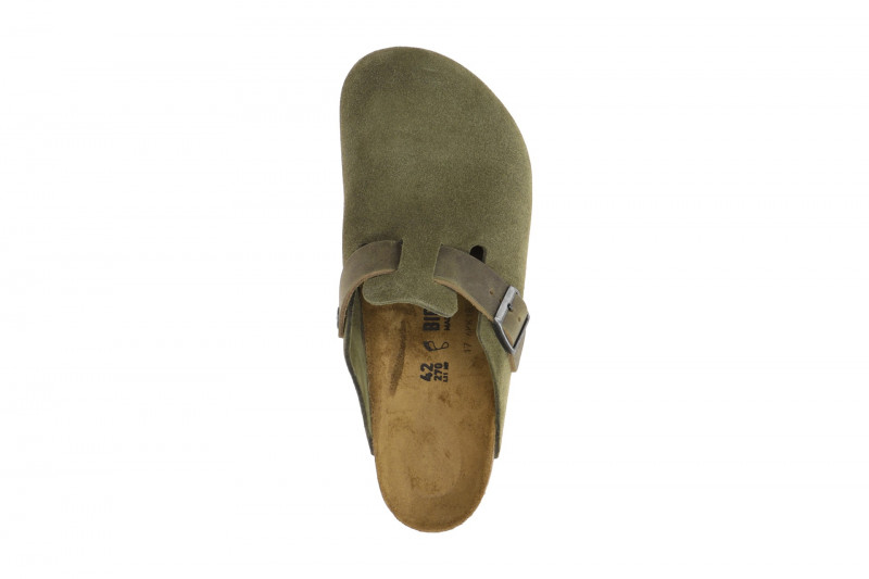 Birkenstock Boston Clogs Pantoletten grün Velour Normal-Weit 1028067