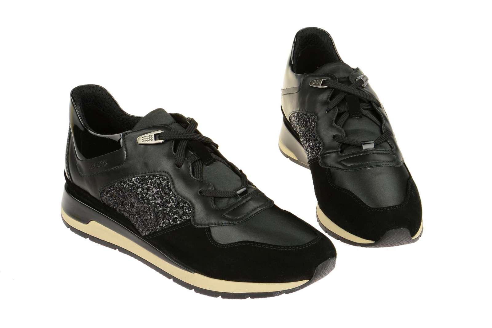 Chaussures Geox Respira D Shahira Neuves - Pointure 10, Daim Noir Et Blanc - Style Sport