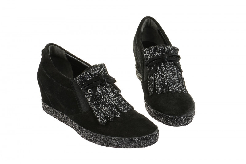 K&S Liberty Keil Slipper schwarz Glitter