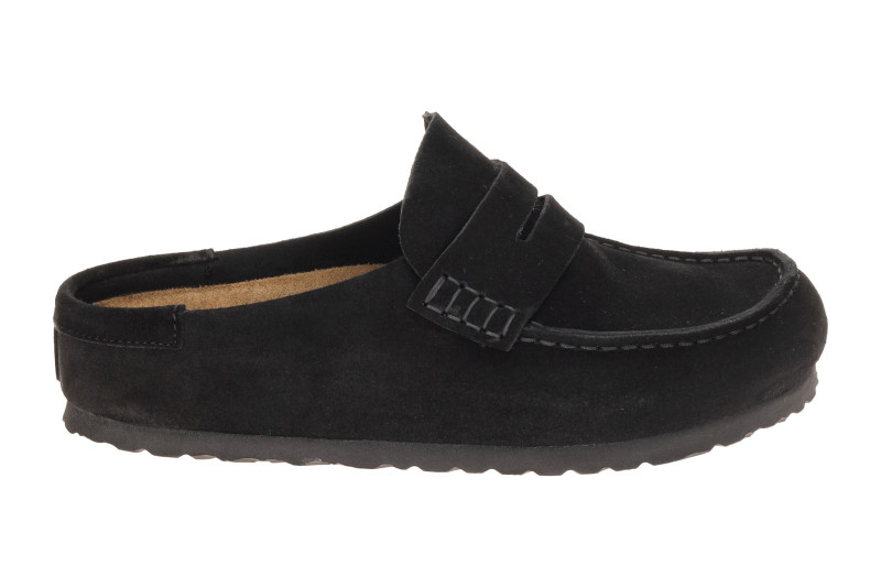 Birkenstock Naples Wrapped Mokassin Clog Pantolette schwarz Schmal-Weit