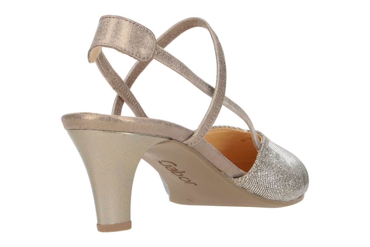 Gabor Décolleté Donna Con Tacco 3 Cm - Modello 61.521, Tessuto E Pelle, Slingback Beige